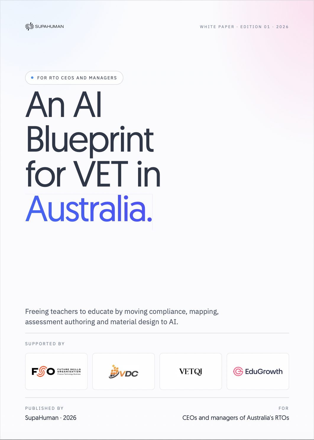 An AI Blueprint for VET in Australia — whitepaper cover
